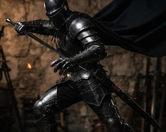 Full Plate Medieval Knight Armor, Black Knight Suit, Gothic Steel , Cosplay Costume, Display & LARP