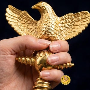 Bronsstaty av romersk örn av Aquila, replika av militärstandard, dekor av antikens Rom bild 5