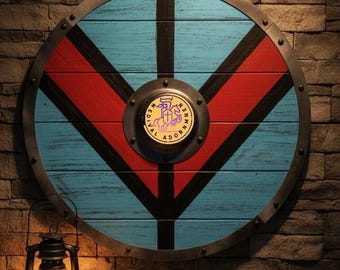 Escudo vikingo artesanal – Escudo redondo de guerrero medieval para cosplay, LARP y decoración de pared