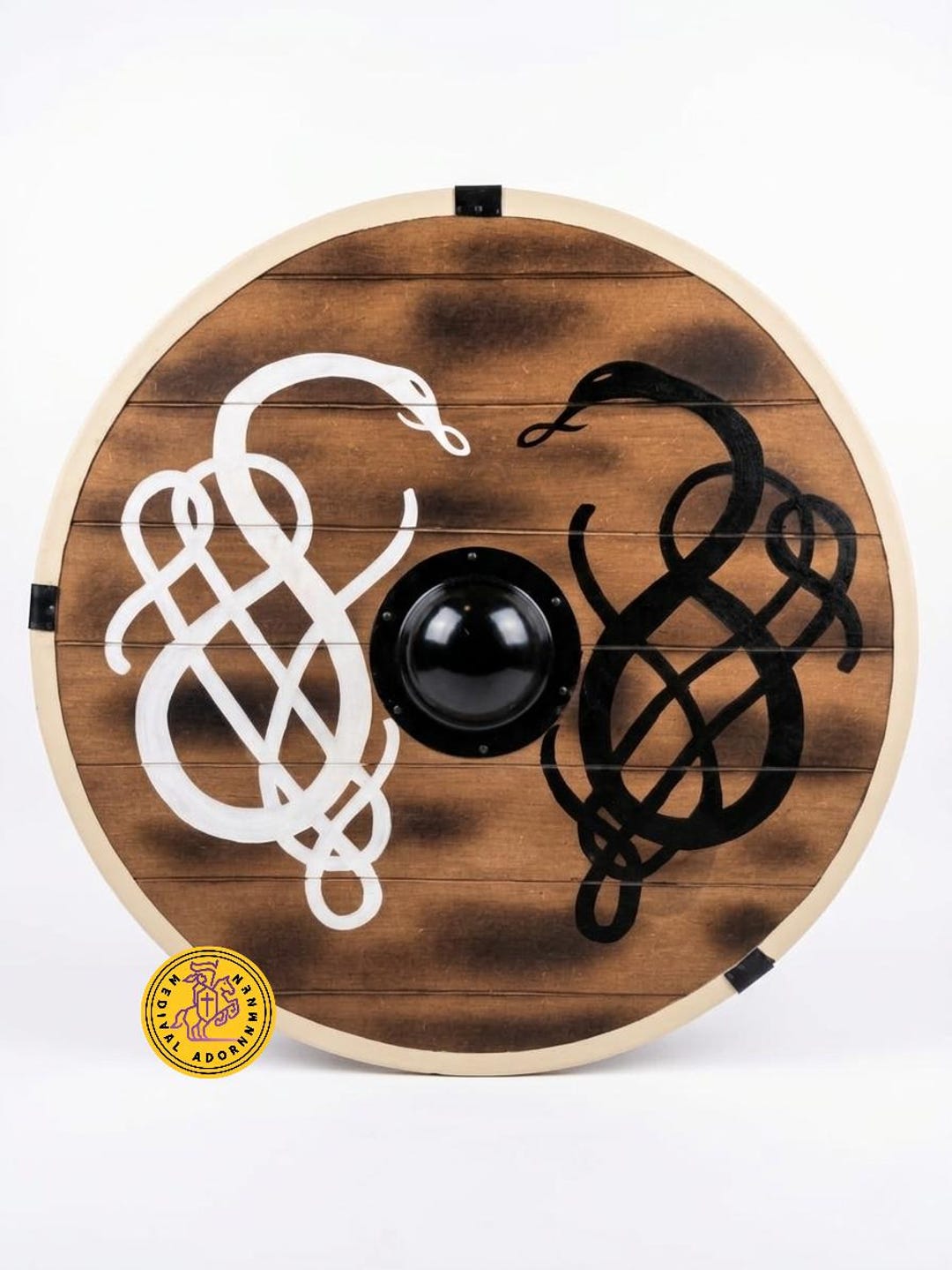 Snake Shield Pattern Viking Snake Shield | Norse Serpent Wooden | Medieval Round Shield ...