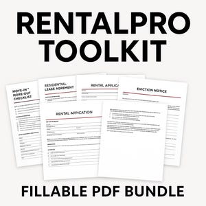Boîte à outils RentalPro - Basique | 5 formulaires à remplir pour le propriétaire | Demande de location, bail, avis et plus (liasse de lettres aux États-Unis en format PDF)