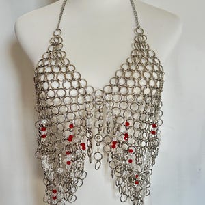 Festival Chain Top, Sequin Fringe Body Chain, Gothic Rave Outfit, Handmade Metal Halter Vest,Handmade Festival Chain Bra,Festival outfit