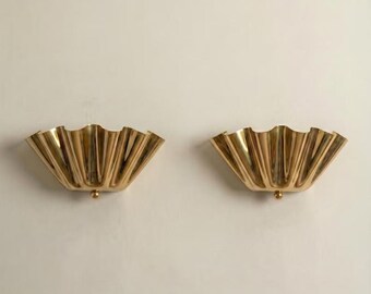 Brass Sconce Light: Half Flower Shape Wall Mount Light Fixture, Vanity and Hallway Lighting