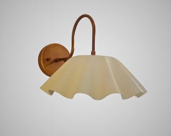 Handmade Brass Ruffle Shade Wall Sconce: Mid Century Sconce Light Fixtures