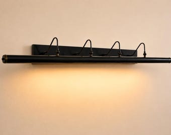 6 Ft Black & Antique Brass 8-Light Linear Picture Light, 4-Arm Wall Sconce