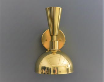 Handmade Brass Sconce: Mid-Century Modern Wall Light