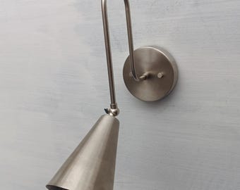 Adjustable Bedside Swing Arm, Modern, Mid Century Brass Wall Sconce, Lamp, Reading Light