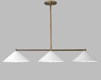 Handmade Solid Brass Linear Chandelier: Modern Minimalist Dining Light Fixture