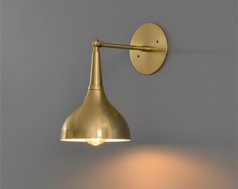 Handmade Brass Swing Arm Wall Sconce: Mid-Century Modern Lighting
