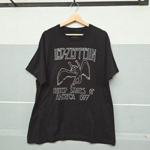 Led Zeppelin 1977 Tour Shirt – Vintage Inspired Oversized Black Rock Tee – Licensed 2022