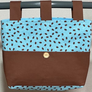 Woman&#39;s Gift Walker Caddy, Ready to Ship, Handmade Walker Bag Tote Purse w/Pockets & 3 Straps, Senior Adult Walker Organizer Carryall