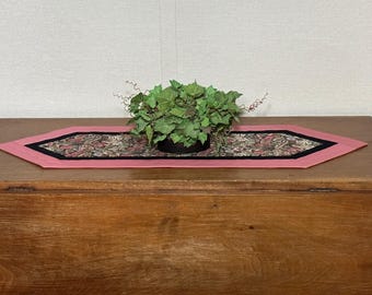 Floral Quilted Small Table Runner, Ready to Ship, Handmade Gift Table Topper, Coffee Table Cover, Dresser Scarf