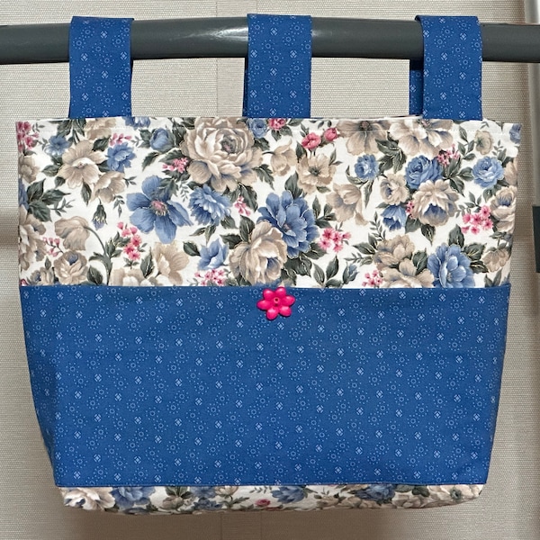 Woman's Floral Walker Caddy, Ready to Ship, Walker Tote Bag Purse w/Pockets & 3 Straps, Handmade Senior Gift Walker Organizer Carryall