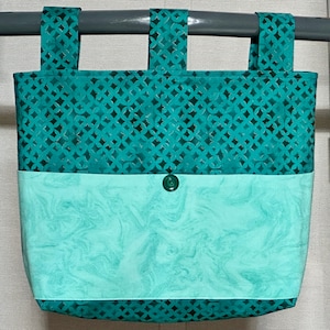 Woman&#39;s Walker Caddy, Ready to Ship,  Walker Tote Bag Purse with Pockets & 3 Straps, Handmade Senior Gift Walker Organizer Carryall