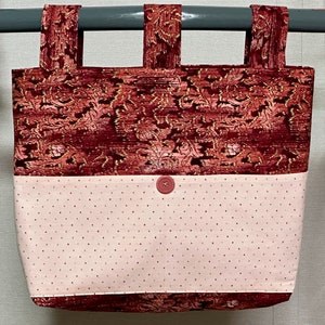 Woman&#39;s Walker Caddy, Ready to Ship,  Walker Tote Bag Purse with Pockets & 3 Straps, Handmade Senior Gift Walker Organizer Carryall