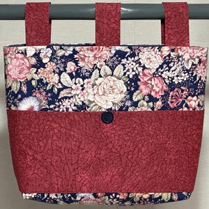 Woman&#39;s Floral Walker Caddy, Ready to Ship, Walker Tote Bag Purse w/Pockets & 3 Straps, Handmade Senior Gift Walker Organizer Carryall