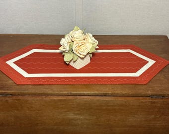 Polka Dot Quilted Small Table Runner, Ready to Ship, Handmade Gift Table Topper, Coffee Table Cover, Dresser Scarf