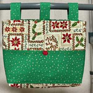 Christmas Walker Bag, Ready to Ship, Unisex Walker Tote Caddy w/Pockets & 3 Straps, Handmade Senior Gift Walker Organizer Carryall