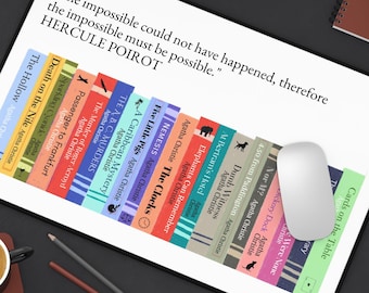 Agatha Christie Book Collection Customizable Desk Mat | Literary Library Mousepad | Office Decor | Customizable Desk Mat | Book Lover Gift