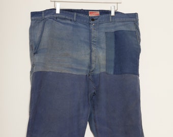 French Blue Moleskin Pants Patched