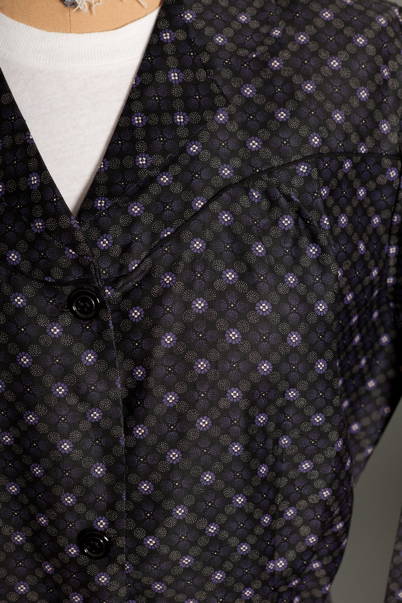 French Women Black Work Dress Coat 50's (M/L) image 4