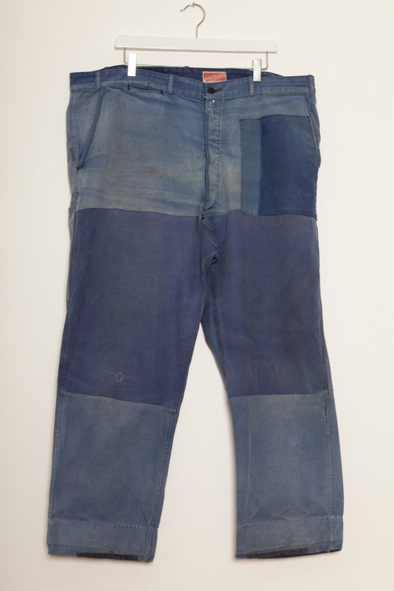 French Blue Moleskin Pants Patched