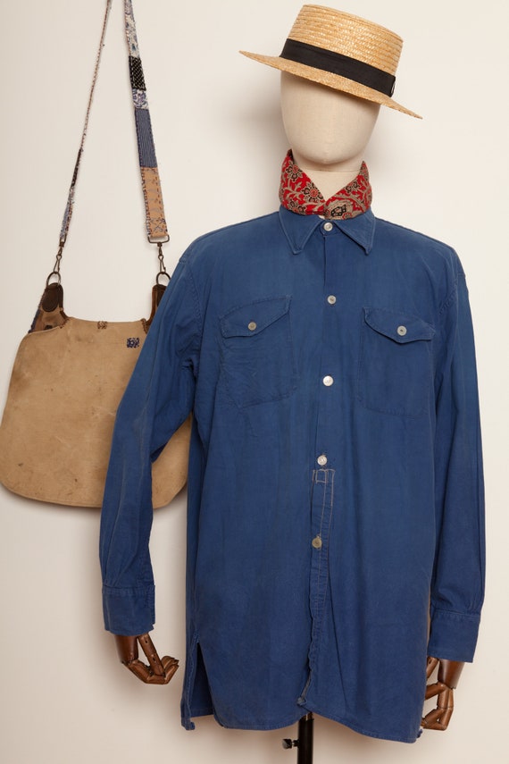 French Indigo workwear Shirt (L)