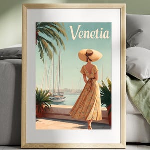 Pôster de viagem vintage de Veneza | Arte de parede digital | Pôster retrô para impressão | Download instantâneo