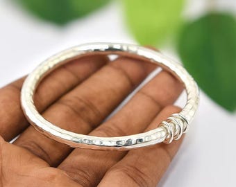 Bracelet jonc épais fait main en argent sterling 925 robuste design