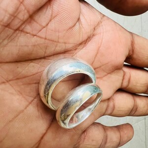 Sterling Silver Wide Band Ring 2 Set Dome Ring Chunky Domed Statement ...