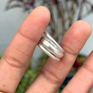 Stapelbara ringar, handgjorda smycken i sterlingsilver med kupolformad ring