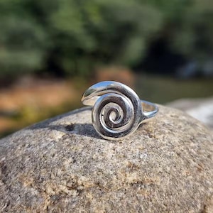 Sterlingzilveren spiraalring verstelbaar Boho spirituele sieraden cadeau minimalistische ring | Handgemaakte items voor dames