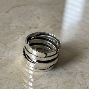 925 Stemp Sterling Silver Wide Band Spinner Ring Boho Thumb Ring Statement Gift Wraparound Ring Handmade Jewelry