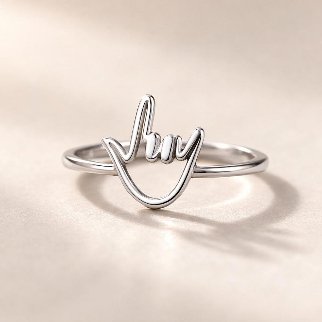 ASL I Love You Ring, Sterling Silver Minimalist Sign Language Ring Gift ...