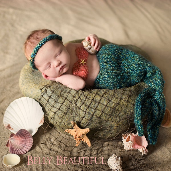 Newborn Mermaid Blanket Knitting Pattern - Baby Mermaid Blanket Knitting Pattern - Knit Mermaid Tail Photo Prop Pattern