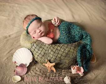 Newborn Mermaid Blanket Knitting Pattern - Baby Mermaid Blanket Knitting Pattern - Knit Mermaid Tail Photo Prop Pattern