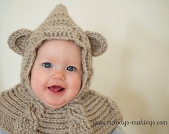 Bear Hooded Scarf Crochet Pattern - Bear Hooded Cowl Crochet Pattern -  Animal Hooded Scarf Crochet Pattern - Animal Hooded Cowl Pattern