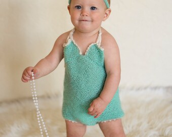 Knit Romper Newborn Photo Prop Pattern ~ Knit Summer Baby Romper Pattern ~ Knit Romper Baby Prop Pattern ~ Knit Baby Romper Pattern