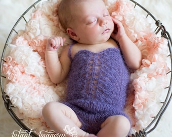 Newborn Photo Prop Romper Knit Pattern - Knit Onesie Pattern - Baby Romper Knit Pattern - Baby Girl Onesie Knitting Pattern