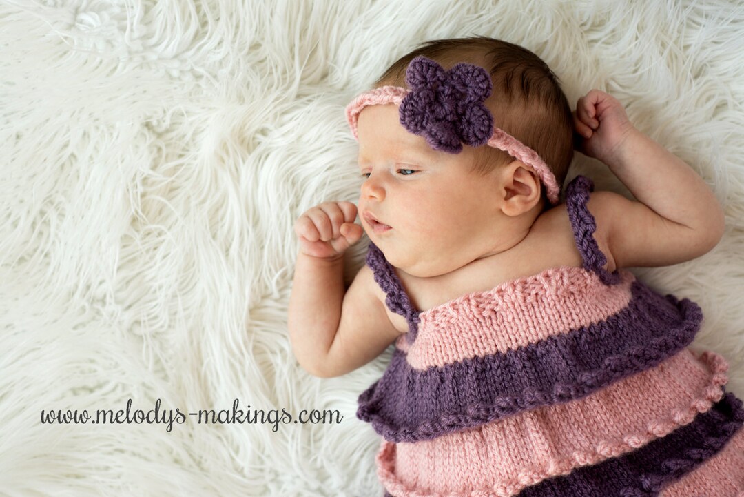 Ruffle Shirt and Rose Headband Knitting Pattern - All Newborn, Baby ...