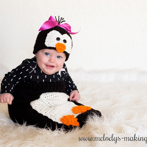 Baby Crochet Pattern - Penguin Hat and Blanket Set Crochet Pattern - Animal Hat Pattern - Halloween Costume Pattern - Newborn Photo Prop