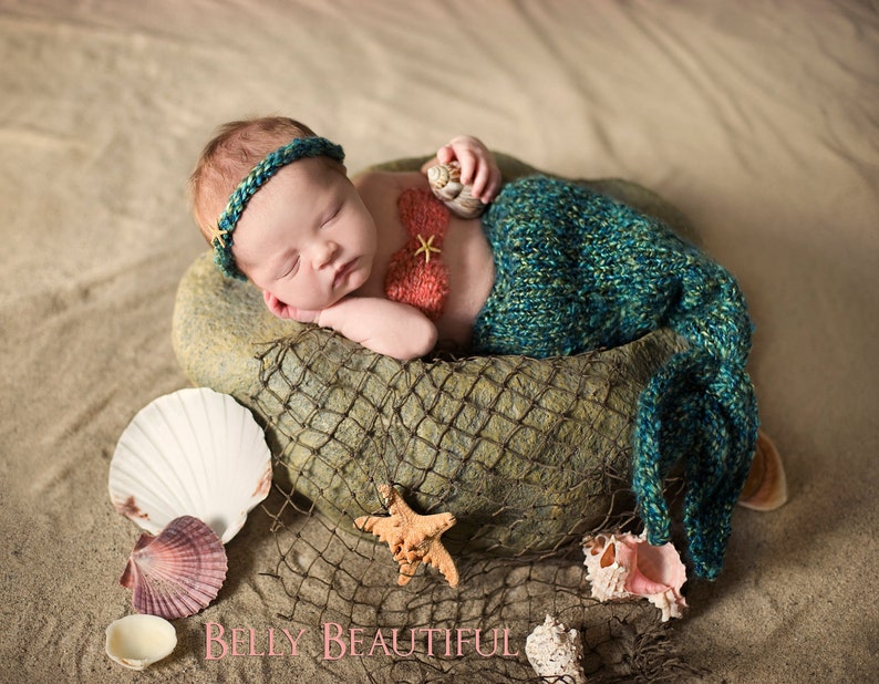 Newborn Mermaid Blanket Knitting Pattern Baby Mermaid Blanket Knitting Pattern Knit Mermaid Tail Photo Prop Pattern image 1