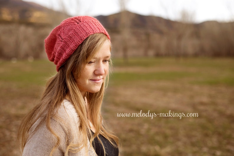 Slouchy Hat Knitting Pattern Knit Slouch Hat Pattern Woman's Slouchy Hat Knitting Pattern Woman's Beret Hat Knitting Pattern image 3