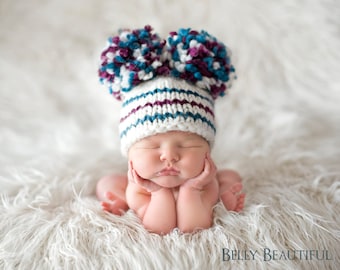 Easy Knit Baby Hat Pattern - Easy Knit Baby Beanie Pattern - Beginner Knit Baby Hat Pattern - Chunky Knit Baby Beanie Pattern - Pom Pom Hat