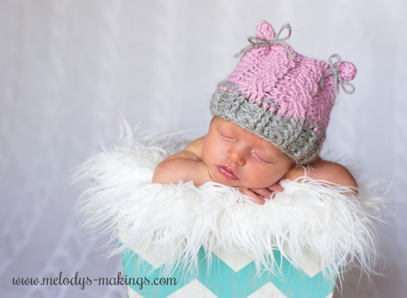 Cabled Bear Hat Crochet Pattern All Newborn, Baby, and Toddler Sizes Included Instant Digital Download image 1