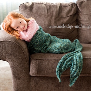 Child Mermaid Tail Blanket Knitting Pattern Mermaid Tail Blanket Knitting Pattern Knit Mermaid Tail Blanket Pattern image 2