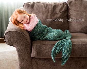 Child Mermaid Tail Lapghan Knitting Pattern - Child Mermaid Tail Knitting Pattern - Mermaid Tail Afghan Knitting Pattern