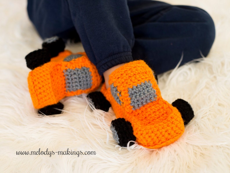 Slippers Crochet Pattern for Boys Monster Truck Crochet Pattern Slippers Crochet Pattern Kid Slippers Pattern Child Slippers Pattern image 3