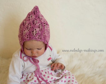 Lace Baby Hat Crochet Pattern ~ Summer Baby Hat Crochet Pattern ~ Newborn Baby Bonnet Crochet Pattern ~ Lace Hat Crochet Pattern