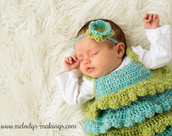 Ruffle Shirt and Rose Headband Crochet Pattern - All Newborn, Baby, and Toddler Sizes Included - Instant Digital Download